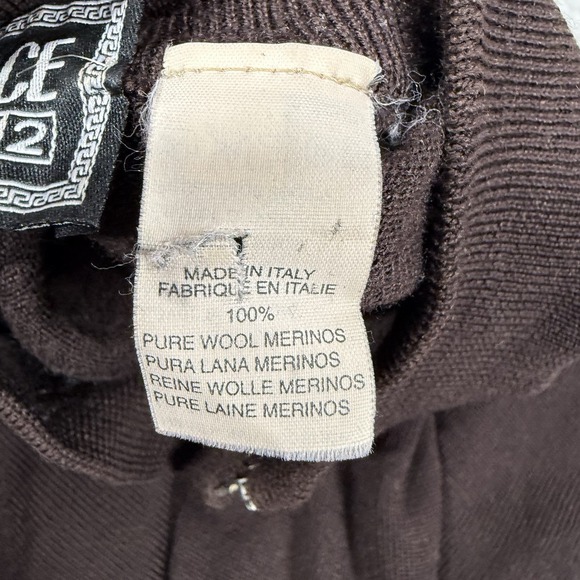 Versace Classic Vintage Men Merino‎ Wool 1/4 Sweater Made in Italy Size Xl Brown - Picture 3 of 11